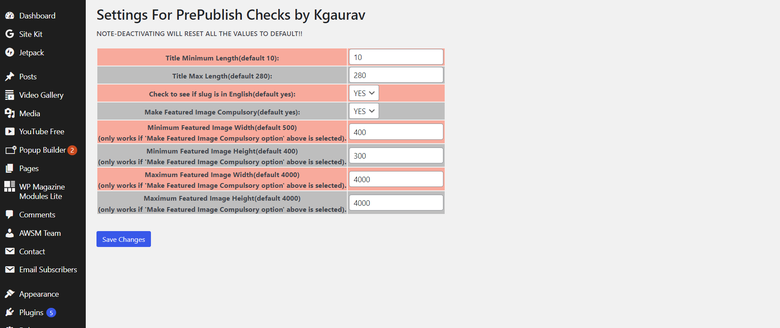 PrePublish Checks Plugin Screenshot 1